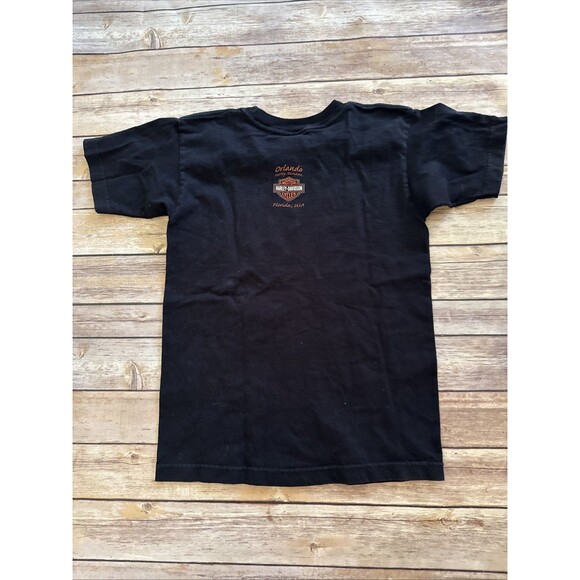 Vintage Harley-Davidson Shirt Youth 10/12 Flame Orlando Motorcycle Tee Black - Picture 6 of 7